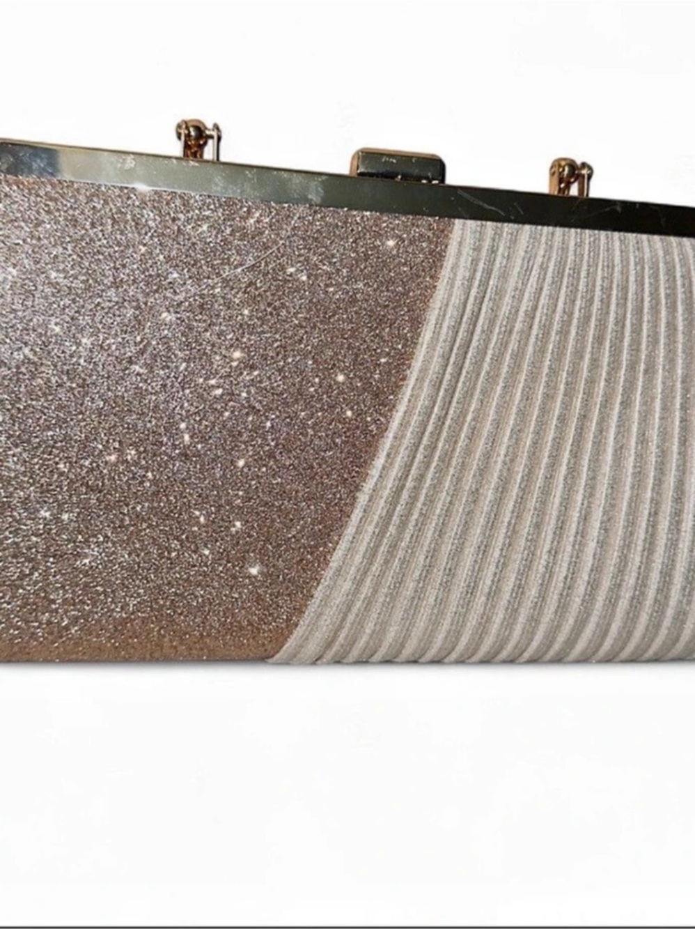 Color Block Metallic Clutch in Silver & Pink Like New
